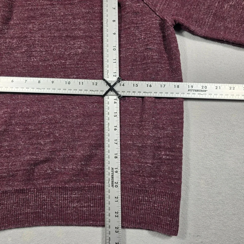 Gap Mens Small Burgundy Sweater Pullover Crew Neck Raglan Cotton Marl Knit